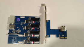 Шлейфи, перехідники Шлейфы, переходники ^/--/^ Плата розширення PCI-E 1 /--/ x на 4 х порта ^_^^^ Плата розширення PCI-E 1 /--/ x на 4 х порти - фото фото фото