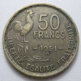 Франція Франция ^/--/^ Франція 50 франків 1951 року B 42155 ^_^^^ Франция 50 франков 1951 года B 42155 - фото фото фото
