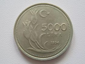 Туреччина Турция ^/--/^ Турция 5000 лир 1994 года #15458 ^_^^^ Туреччина 5000 лір 1994 року #15458 - фото фото фото