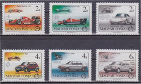 Угорщина Венгрия ^/--/^ Венгрия 1986 ЛЕГКОВЫЕ ГОНОЧНЫЕ АВТОМОБИЛИ МАРКИ АВТО ИСТОРИЯ ТРАНСПОРТ 6 /--/ м** MNH Mi.3828-33 /--/ A EUR 5.00 ^_^^^ Угорщина 1986 Легкові готельні автомобілі марки АВТО ІСТОРІЯ ТРАНСПОРТ 6 /--/ М** MNH Mi.3828-33 /--/ A EUR 5.00 - фото фото фото