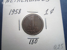 Нідерланди Нидерланды ^/--/^ Монета 1 цент Нідерланди 1958 ^_^^^ Монета 1 цент Нидерланды 1958 - фото фото фото
