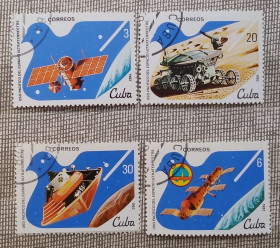 Освоєння космосу Освоение космоса ^/--/^ Куба 1982 г - День космонавтики, гаш ^_^^^ Куба 1982 — День космонавтики, гаш - фото фото фото