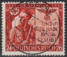 Третій Рейх (-) Третий Рейх (-) ^/--/^ 1943 - Рейх - 20 років пивного путчу Mi.863 _гаш ^_^^^ 1943 — Рейх — 20 лет пивного путча Mi.863 - фото фото фото