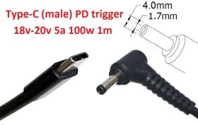 Інше Другое ^/--/^ Кабель-переходник триггер PD 18-20 /--/ v Type-C (max 5 /--/ a, 100 /--/ w) на 4.0 /--/ x /--/ 1.7 /--/ mm 1 /--/ m з USB Type-C (male) Power  - фото фото фото