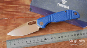 Ножі, мультітули Ножи, мультитулы ^/--/^ TRIVISA Gecko-LM, 14 /--/ C /--/ 28 /--/ N Rose Gold, Micarta Blue, Flipper, Ceramic Ball Bearing, Outdoor, Tactical, EDC, Liner Lock - фото фото фото