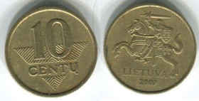 Литва Литва ^/--/^ Литва 10 центов 2007 г. ^_^^^ Литва 10 центів 2007 - фото фото фото