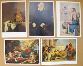 СРСР СССР ^/--/^ ЖИВОПИСЬ  ПУССЕН, ПИКАССО, КУРБЕ, МОНЕ, ГОГЕН, ПЕРЕДА, КОНСТЕБЛ  набор открыток 1976 г.  11 шт.  ^_^^^ Живопис Пусен, Пікасо, Курбе, Моне, Гоген, Переда, Констебл набір листівок 1976 р. 11 шт. - фото фото фото