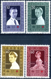 Бенілюкс Бенилюкс ^/--/^ Лихтенштейн. Красный крест  (серия)** 1955 г. ^_^^^ Ліхтенштейн. Червоний хрест (серія) 1955 - фото фото фото