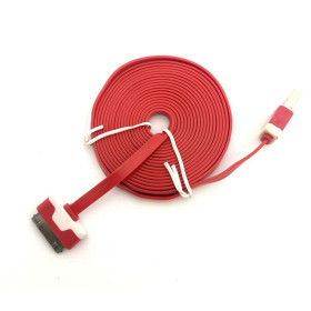Кабелі Кабели ^/--/^ Дата кабель FLAT iPhone 4 2 /--/ m Red   (тех. упаковка) ^_^^^ Дата кабель FLAT iPhone 4 2 /--/ m Red (тих. упаковка) - фото фото фото