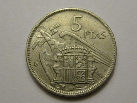 Іспанія Испания ^/--/^ Испания 5 песет 1957  (1967) года 38398 ^_^^^ Іспанія 5 песет 1957 (1967) року 38398 - фото фото фото
