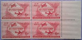 Транспорт Транспорт ^/--/^ США 1953 транспорт авиация самолет братья Райт Mi 640 MNH квартблок ^_^^^ США 1953 транспорт авіація літак брати Райт Mi 640 MNH квартблок - фото фото фото
