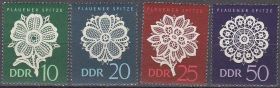 НДР, ФРН ГДР, ФРГ ^/--/^ ГДР 1966 Плауэнское кружево 1-й выпуск Mi 1185-1188 MNH ^_^^^ ГДР 1966 Плауенське мережеве 1-й випуск Mi 1185-1188 MNH - фото фото фото