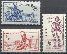 Кот-Д'івуар Кот-д’Ивуар ^/--/^ Кот Д&amp;quot;Ивуар франц. 1941 Солдаты военная униформа 3 /--/ м. ^_^^^ Кіт Д&amp;quot;Івуар франц. 1941 Солдати військова уніформа 3 /--/ м. - фото фото фото