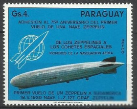 Південна Америка Южная Америка ^/--/^ Парагвай 1975 транспорт дирижабли 1 /--/ м. ^_^^^ Парагвай 1975 транспорт дирижаблі 1 /--/ м. - фото фото фото