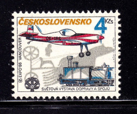 Транспорт Транспорт ^/--/^ Авиация . Чехословакия 1986 г  MNH - EXPO ^_^^^ Чехословаччина 1986 MNH - EXPO - фото фото фото