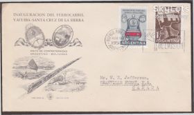 Америка Америка ^/--/^ Аргентина 1958 ЖЕЛЕЗНАЯ ДОРОГА ПОЕЗД ЛОКОМОТИВ МАРШРУТ YACUBA-SANTA CRUZ DE LA SIERRA КПД Mi.677-678 ^_^^^ Аргентина 1958 Залізна дорога поїзд ЛОКОМОТИВ МАРШРУТ YACUBA-SANTA CRUZ DE LA SIERRA ККД Mi.677-678 - фото фото фото