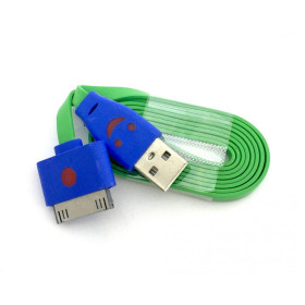 Кабелі Кабели ^/--/^ Дата кабель LED SMILE iPhone 4 Green   (тех. упаковка) ^_^^^ Дата кабель LED SMILE iPhone 4 Green (тих. упаковка) - фото фото фото