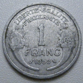 Франція Франция ^/--/^ Франція 1 франк 1959 року 42111 ^_^^^ Франция 1 франк 1959 года 42111 - фото фото фото