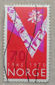 Скандинавія Скандинавия ^/--/^ Норвегия 1970 г - 25-я годовщина освобождения, гаш ^_^^^ Норвегія 1970 - 25-та річниця визволення, гаш - фото фото фото