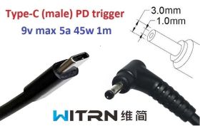 Інше Другое ^/--/^ Переходник на 9 /--/ v (max 5 /--/ a, 45 /--/ w) 3.0 /--/ x /--/ 1.0(0.9/1.1)mm 1 /--/ m з USB Type-C (male) Power Delivery PD (WITRN) т - фото фото фото