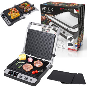 Інша техніка Другая техника ^/--/^ Електрогриль Adler AD 3059 — 3000 Вт, антипригарні панелі, LED дисплей, таймер ^_^^^ Электрогриль Adler AD 3059 — 3000 Вт, антипригарные панели, LED дисплей, таймер - фото фото фото