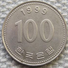 Республіка Корея Республика Корея ^/--/^ Южная Корея 100 вон 1999 года #11612 ^_^^^ Південна Корея 100 вон 1999 року #11612 - фото фото фото