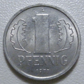НДР, ФРН ГДР, ФРГ ^/--/^ Німеччина - НДР 1 пфеніг 1977 року 43316 ^_^^^ Германия - ГДР 1 пфениг 1977 года 43316 - фото фото фото