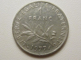 Франція Франция ^/--/^ Франция 1 франк 1977 года 38043 ^_^^^ Франція 1 франк 1977 38043 - фото фото фото