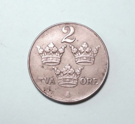 Швеція Швеция ^/--/^ Швеция 2 эре 1949 неплохая ^_^^^ Швеція 2 ери 1949 непогана - фото фото фото