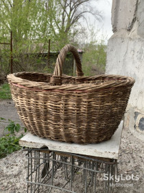 Предмети народної творчості Предметы народного творчества ^/--/^ Кошик плетений з лози овальний великий з ручкою ажурний бежевий вінтаж 53×39×36 см  (Н /--/ 2900) б/у ^_^^^ Кошик плетеный из лозы овальный большой с ручкой ажурный бежевый винтаж 53×39×36 см (Н /--/ 2900) б/у - фото фото фото