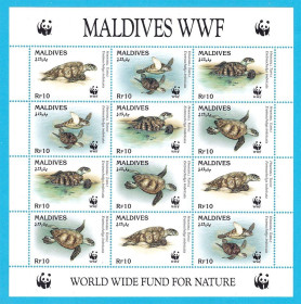 Фауна Фауна ^/--/^ Фауна . Мальдивы 1995 г MNH   WWF - черепахи ^_^^^ Мальдіви 1995 MNH WWF - черепахи - фото фото фото