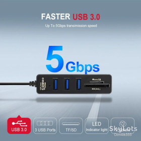 Концентратори, хаби Концентраторы, хабы ^/--/^ USB 3.0 HUB картридер микро SD / TF ^_^^^ USB 3.0 HUB картридер мікро SD / TF - фото фото фото