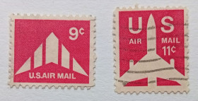 Північна Америка Северная Америка ^/--/^ США 1971 Авиапочта, 2 марки, гашеные ^_^^^ США 1971 Авіапошта, 2 марки, гашені - фото фото фото