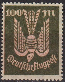 Веймарська республіка Веймарская республика ^/--/^ 1923 - Німеччина - Авіапошта - Голуб 100 Mi.237   (*) ^_^^^ 1923 — Германия — Авиапочта — Голуб 100 Mi.237 (*) - фото фото фото