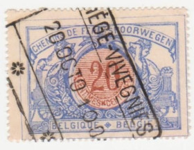Бенілюкс Бенилюкс ^/--/^ Бельгия  Железнодорожные бандерольные  1903  г. № 30 гашеная ^_^^^ Бельгія Залізничні бандерольні 1903 р. No 30 гашена - фото фото фото