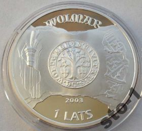 Латвія Латвия ^/--/^ 1 лат 2003 Ганзейский город Валмиера VALMIERA 925 ^_^^^ 1 лат 2003 Ганзейське місто Валмієра VALMIERA 925 - фото фото фото