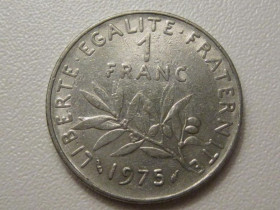 Франція Франция ^/--/^ Франция 1 франк 1975 года 38033 ^_^^^ Франція 1 франк 1975 38033 - фото фото фото