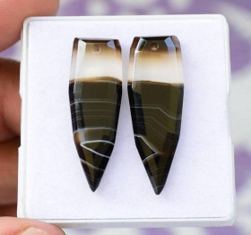 Агат Агат ^/--/^ Натуральный агат  пара 18 Ct 30 х 10  мм ^_^^^ Натуральний агат пари 18 Ct 30 х 10 мм - фото фото фото
