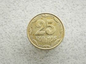 Обігові Обиходные ^/--/^ 25 копійок 1992 рік Україна 3 /--/ БАм &amp;quot; Грубий Герб &amp;quot;   (701+) ^_^^^ 25 копеек Украина 1992 год 3 /--/ БАм &amp;quot; Грубый герб &amp;quot; (701+) - фото фото фото