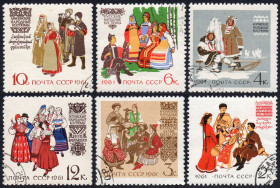 СРСР - СССР - ^/--/^ СРСР 1961 - Костюми народів СРСР  (Г) ^_^^^ СССР 1961 — Костюмы народов СССР (Г) - фото фото фото
