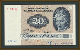 Інші країни Другие страны ^/--/^ Дания 20 крон 1972  (1984) P-49  (49 /--/ е.1) UNC ^_^^^ Данія 20 крон 1972 (1984) P-49 (49 /--/ е.1) UNC - фото фото фото