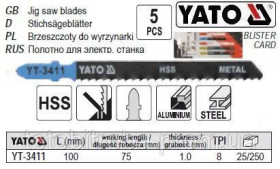 Фрези Фрезы ^/--/^ Набір полотно для електролобзика (метал) 8 /--/ TPI l /--/ 100 /--/ мм 5 /--/ шт YATO-3411 ^_^^^ Набор полотно для электролобзика (метал) 8 /--/ TPI l /--/ 100 /--/ мм 5 /--/ шт YATO-3411 - фото фото фото