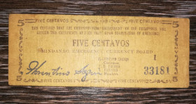 Філіппіни Филиппины ^/--/^ PHILIPPINES Філіппіни Мінданао 5 сентаво 1943 серія I  (2-га емісія) РS /--/ 481 /--/ b. Японська окупація ^_^^^ PHILIPPINES Филиппины Минданао 5 сентаво 1943 серия I (2-я эмиссия) РS /--/ 481 /--/ b. Японская оккупация - фото фото фото