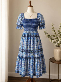 Сукні Платья ^/--/^ M&amp;S літня бавовняна сукня міді Blue Mix UK 12 / EUR 40 ^_^^^ M&amp;S летнее хлопковое платье меди Blue Mix UK 12 / EUR 40 - фото фото фото
