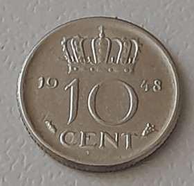 Нідерланди Нидерланды ^/--/^ 10 центов 1948 Нидерлады ^_^^^ 10 центів 1948 Нідерлади - фото фото фото