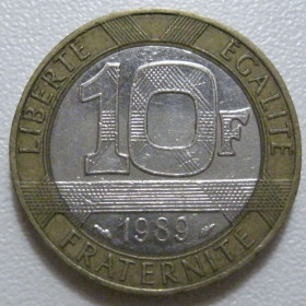 Франція Франция ^/--/^ Франція 10 франків 1989 року 43757 ^_^^^ Франция 10 франков 1989 года 43757 - фото фото фото