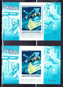 Освоєння космосу Освоение космоса ^/--/^ Космос . Венгрия 1973 г  MNH = 2 /--/ а блока = зуб. + б/з - SKYLAB ^_^^^ Угорщина 1973 р MNH = 2 /--/ а блоку = зуб. + б/з - SKYLAB - фото фото фото