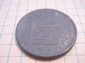 Бельгія Бельгия ^/--/^ 5 /--/ франк 1941 Бельгія ^_^^^ 5 /--/ франк 1941 Бельгия - фото фото фото