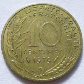 Франція Франция ^/--/^ Франція 10 сантимів 1979 року #6 /--/ П /--/ 1342 ^_^^^ Франция 10 сантимов 1979 года #6 /--/ П /--/ 1342 - фото фото фото