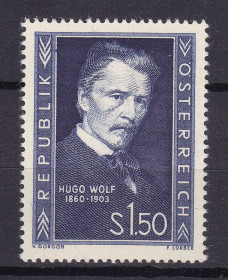 Австрія Австрия ^/--/^ Австрия 1953 г MNH - личности - Вольф ^_^^^ 1953 — Австрія — особистості — Вольф - фото фото фото